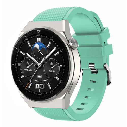 Twill Silicone Strap, aqua, on a watch, 3/4 front view