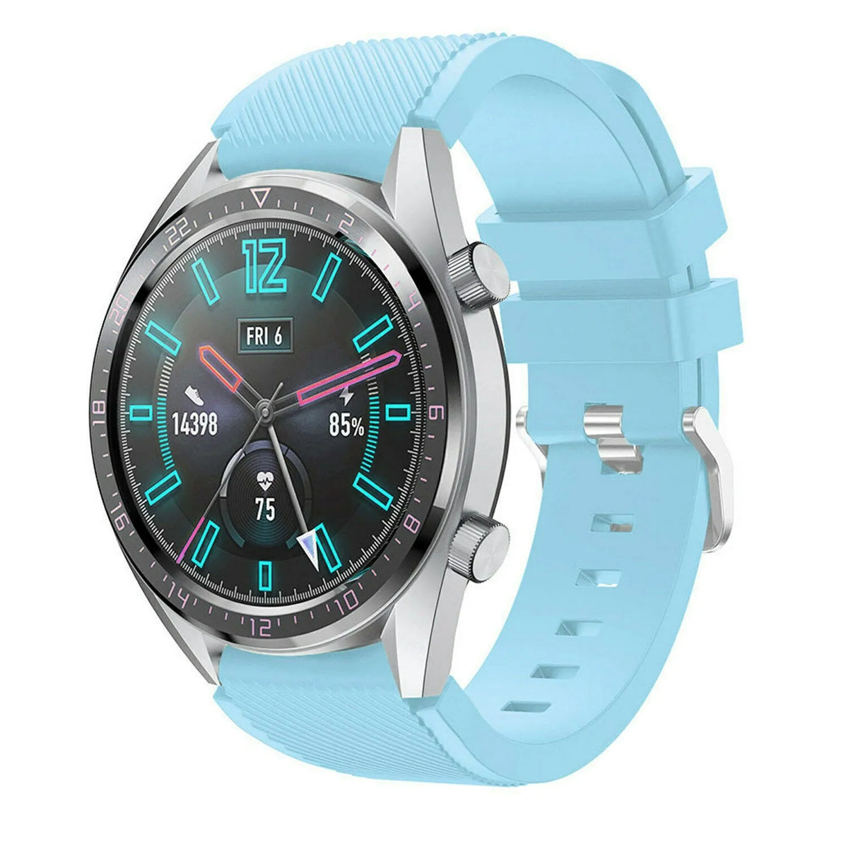 Twill Silicone Strap, on a watch, 3/4 front view