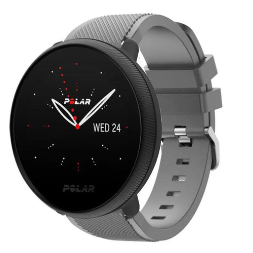 Twill Silicone Strap, grey, on a watch, 3/4 front view