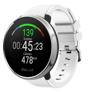 Twill Silicone Strap, white, on a watch, 3/4 front view