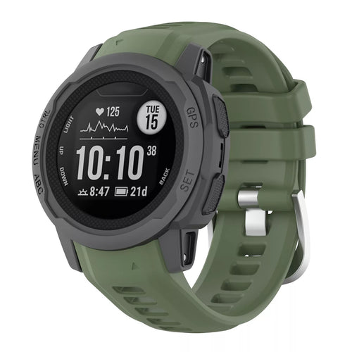 Silicone Strap, dark green, on a watch, 3/4 front view