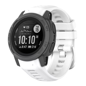 Silicone Strap, white, on a watch, 3/4 front view