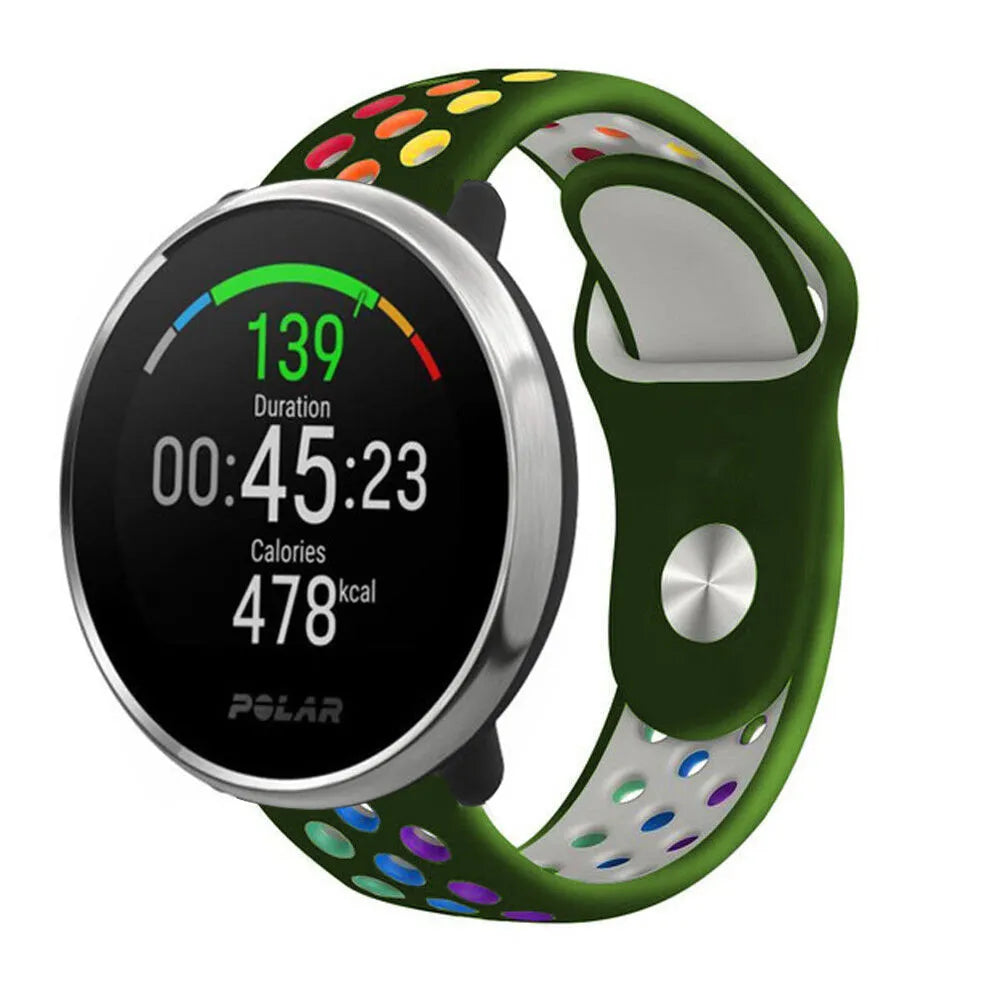 Silicone Sport Strap, on a watch, 3/4 front view
