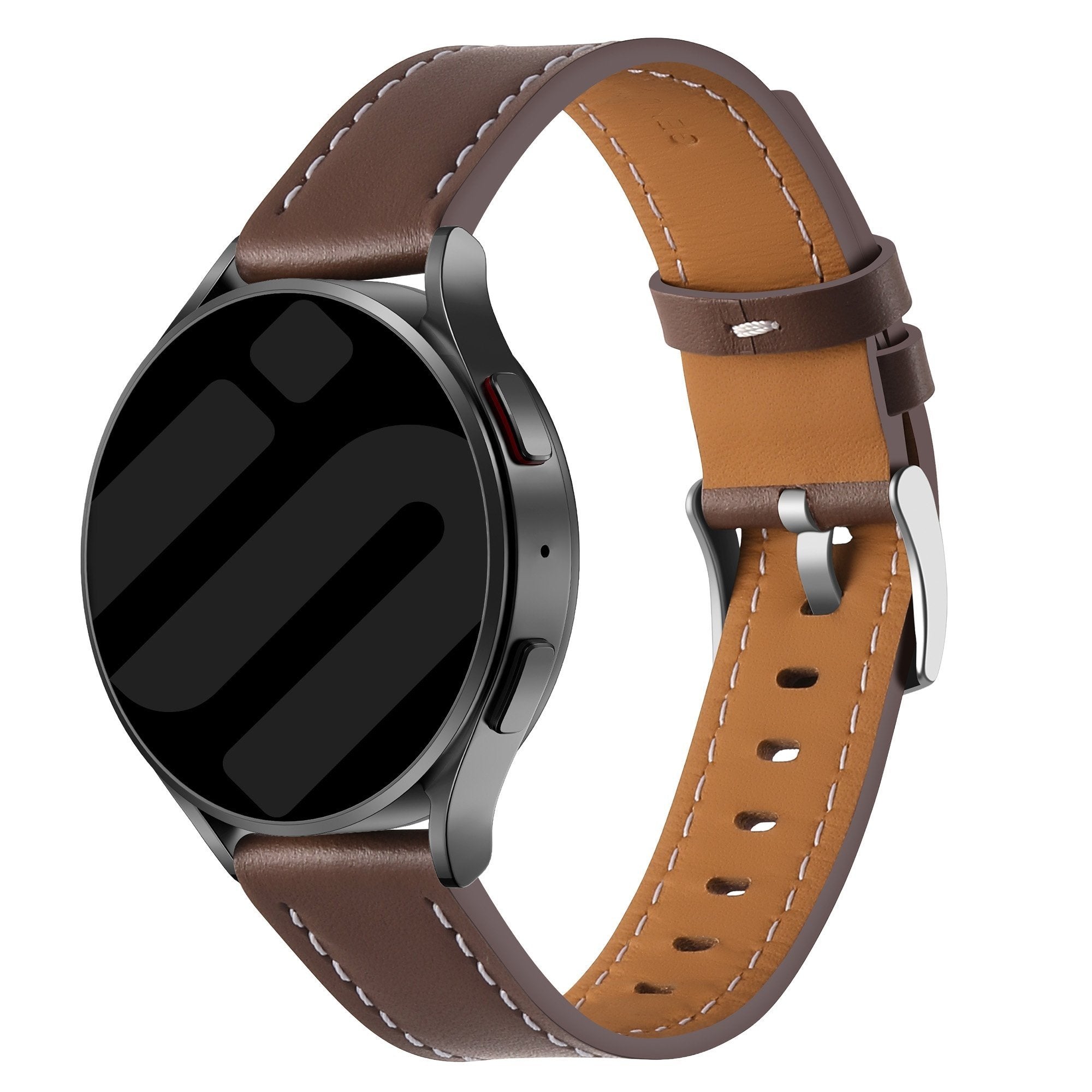 Samsung Galaxy Watch 4 Classic 46mm 'One Push' Leather Strap (Dark Brown)