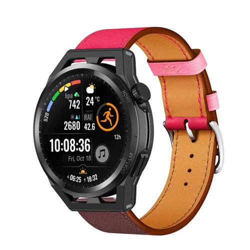 Leather Strap 'Duo', on a watch, 3/4 front view