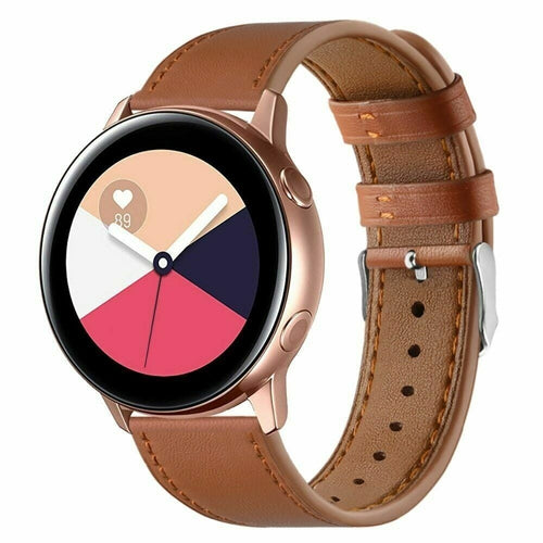 Modern Leather Strap, brown, on a watch, 3/4 front view