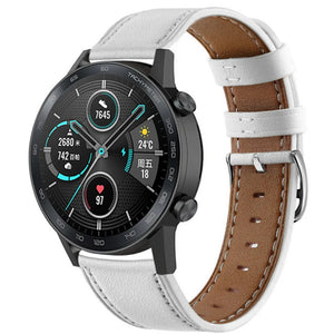Modern Leather Strap, white, on a watch, 3/4 front view