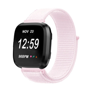 Nylon Strap, light pink, on a watch, 3/4 front view