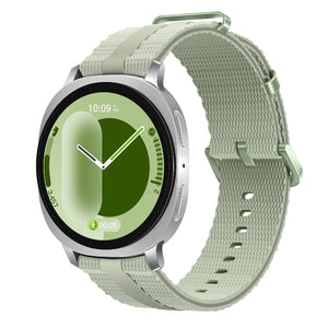Silicone Active Strap, light green, on a watch, 3/4 front view