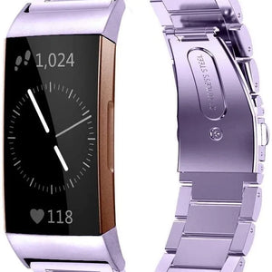 Steel Strap, purple, on a watch, 3/4 front view