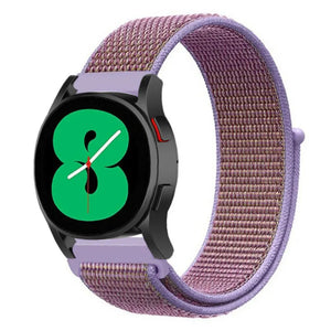 Nylon Strap, purple, on a watch, 3/4 front view