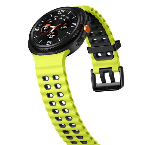 Silicone Ocean Strap, on a watch, 3/4 front view