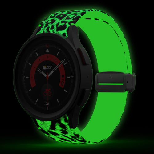 Correa brillan en la oscuridad D-Buckle Samsung Galaxy Watch 4 Classic 46mm leopardo
