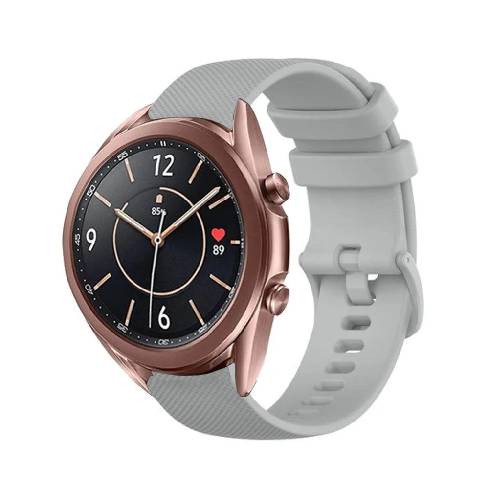Premium Silicone Strap, grey, on a watch, 3/4 front view