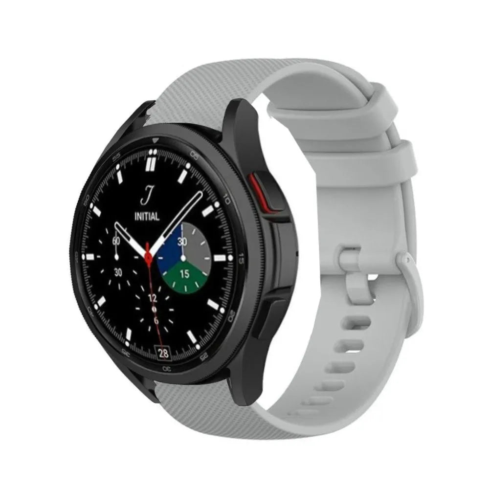Premium Silicone Strap, grey, on a watch, 3/4 front view