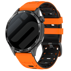 Silicone Mecha Sport Strap, on a watch, 3/4 front view