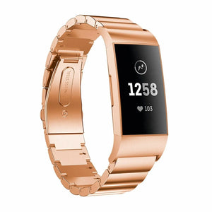 Metal Strap, rose gold, on a watch, 3/4 front view