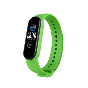 Silicone Strap, light green, on a watch, 3/4 front view