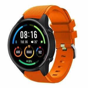 Twill Silicone Strap, orange, on a watch, 3/4 front view
