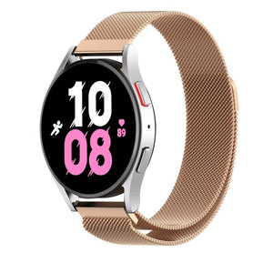 Milanese Strap, rose gold, on a watch, 3/4 front view
