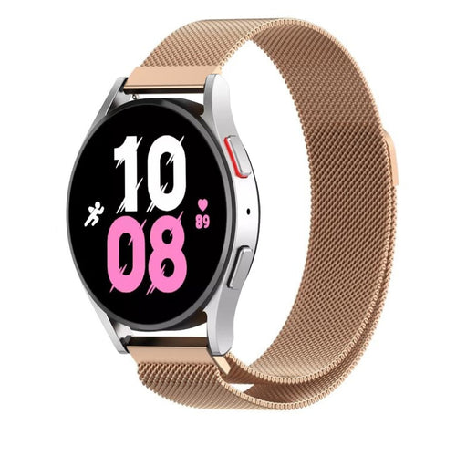 Milanese Strap, rose gold, on a watch, 3/4 front view