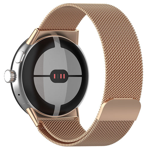 Milanese Strap, rose gold, on a watch, 3/4 front view