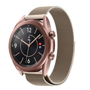 Milanese Strap, champagne, on a watch, 3/4 front view