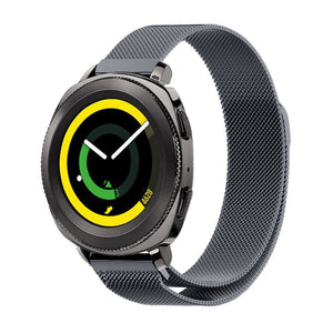 Milanese Strap, space grey, on a watch, 3/4 front view