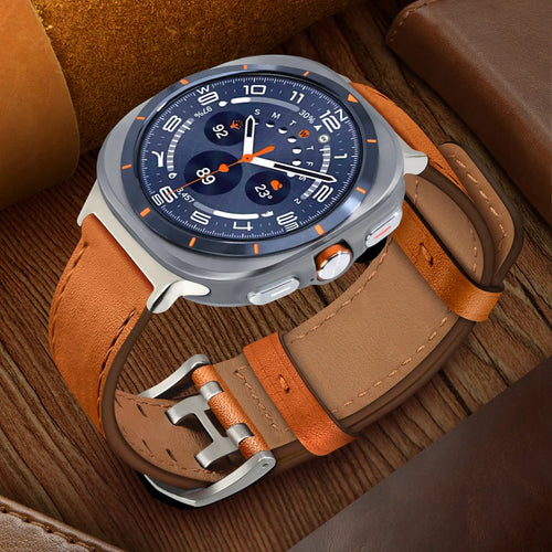 Correa cuero con doble pasador Samsung Galaxy Watch Ultra (naranja)