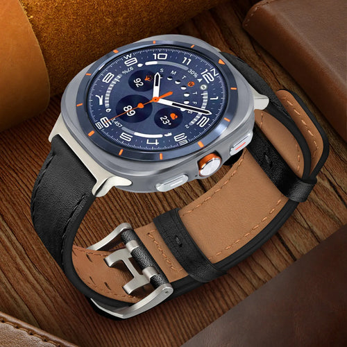 Correa cuero con doble pasador Samsung Galaxy Watch Ultra 2 (negro)