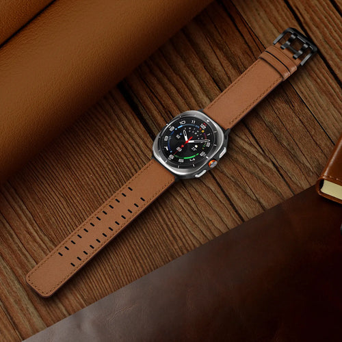 Samsung Galaxy Watch Ultra 2 Double Pin Leather Strap (Brown)