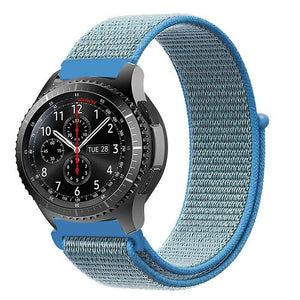 Nylon Strap, blue, on a watch, 3/4 front view