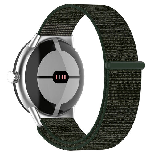 Nylon Strap, green, on a watch, 3/4 front view