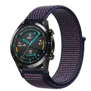 Nylon Strap, indigo, on a watch, 3/4 front view