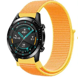 Nylon Strap, light yellow, on a watch, 3/4 front view