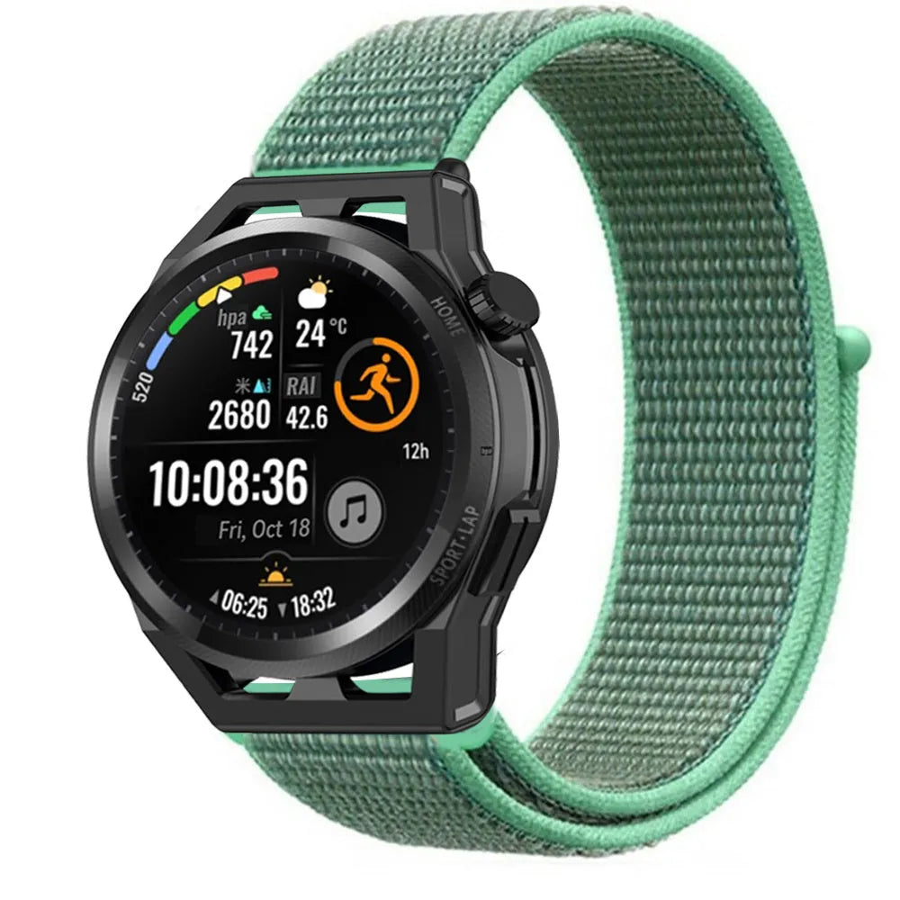 Nylon Strap, mint, on a watch, 3/4 front view