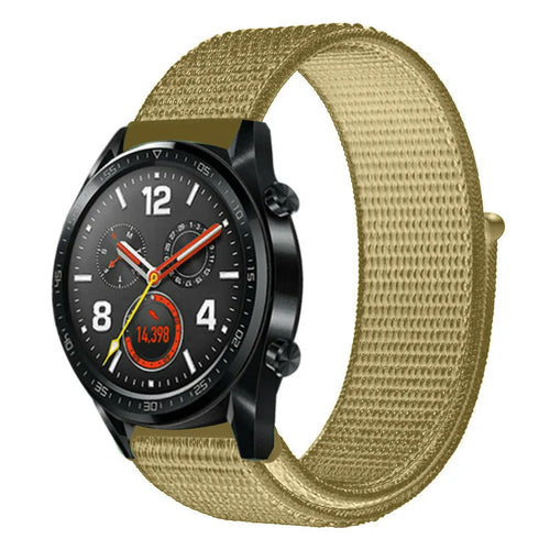 Nylon Strap, olive, on a watch, 3/4 front view