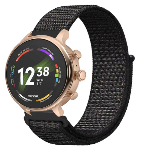 Nylon Strap, black, on a watch, 3/4 front view