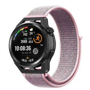 Nylon Strap, pink sand, on a watch, 3/4 front view
