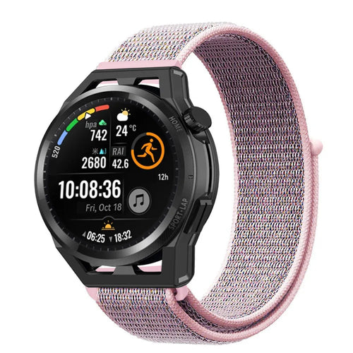 Nylon Strap, pink sand, on a watch, 3/4 front view