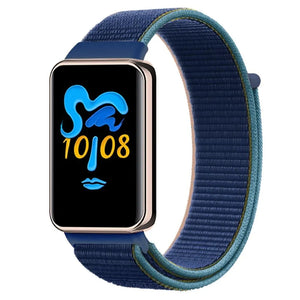 Nylon Strap, dark blue, on a watch, 3/4 front view