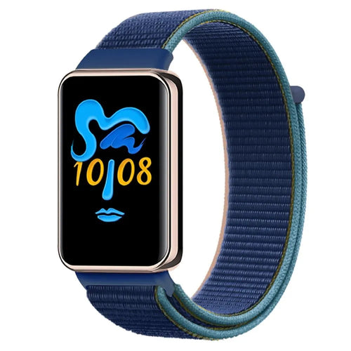 Nylon Strap, dark blue, on a watch, 3/4 front view