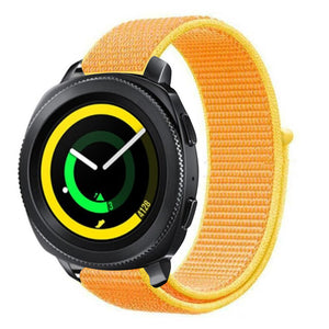 Nylon Strap, light yellow, on a watch, 3/4 front view