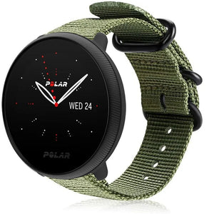 Nylon Buckle Strap, green, on a watch, 3/4 front view