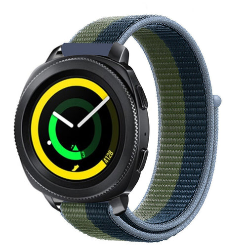 Nylon Strap, moss green, on a watch, 3/4 front view