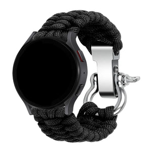 Nylon Rope Strap, black, on a watch, 3/4 front view