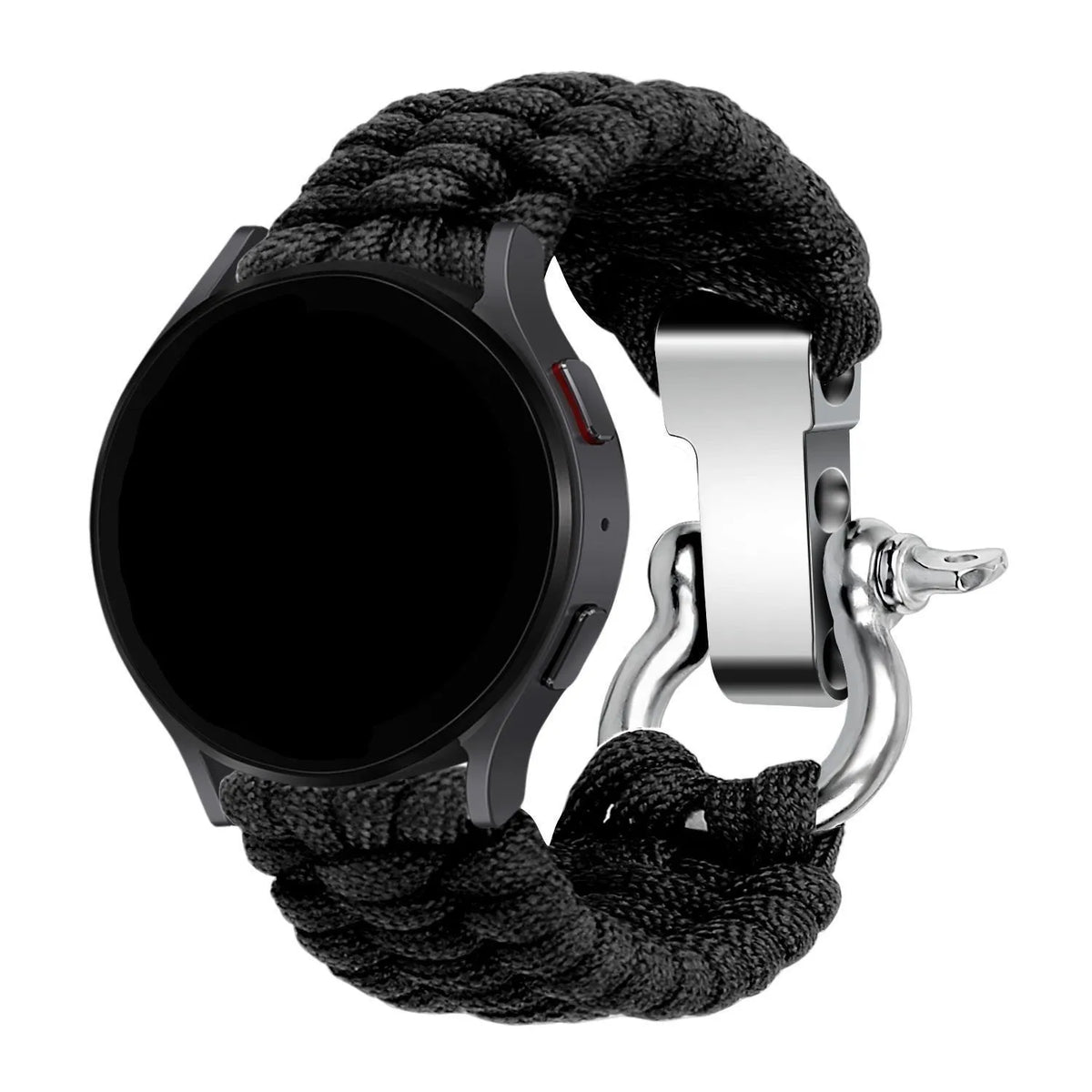 Nylon Rope Strap, black, on a watch, 3/4 front view