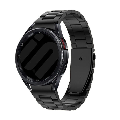 Steel Strap 'One Push', black, on a watch, 3/4 front view