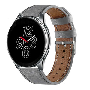 Modern Leather Strap, grey, on a watch, 3/4 front view