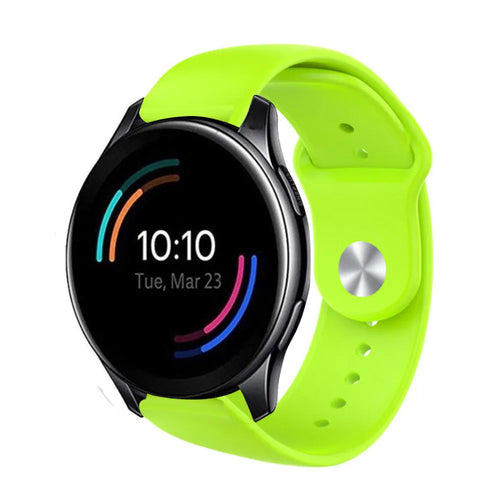Silicone Sport Strap, light green, on a watch, 3/4 front view